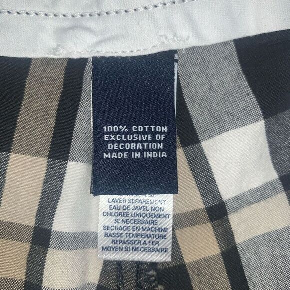 Chaps Men’s Size 38‎ Multicolored Cotton Plaid Black White Tan Casual Shorts - Picture 4 of 7